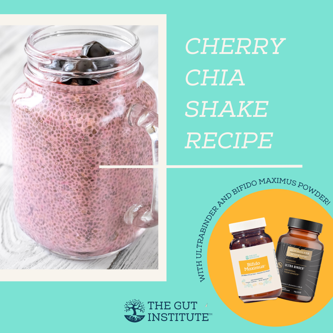 Unlocking the Power of Ultrabinder Powder and Bifido Maximus Powder: A Cherry Chia Shake with Health Benefits iApothecary at TheGutInstitute.com